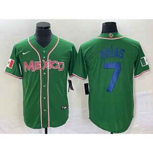 68634c0905813_1 Men's Mexico Baseball #7 Julio Urias 2023 Green World Baseball With Patch Classic Stitched Jersey