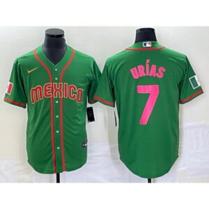 68634c15cf8b7_1 Men's Mexico Baseball #7 Julio Urias 2023 Green World Baseball With Patch Classic Stitched Jersey