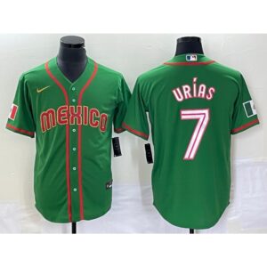 68634c1f5e969_1 Men's Mexico Baseball #7 Julio Urias 2023 Green World Baseball With Patch Classic Stitched Jersey
