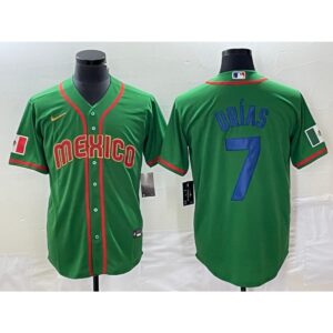 68634c25a4fd6_1 Men's Mexico Baseball #7 Julio Urias 2023 Green World Baseball With Patch Classic Stitched Jersey