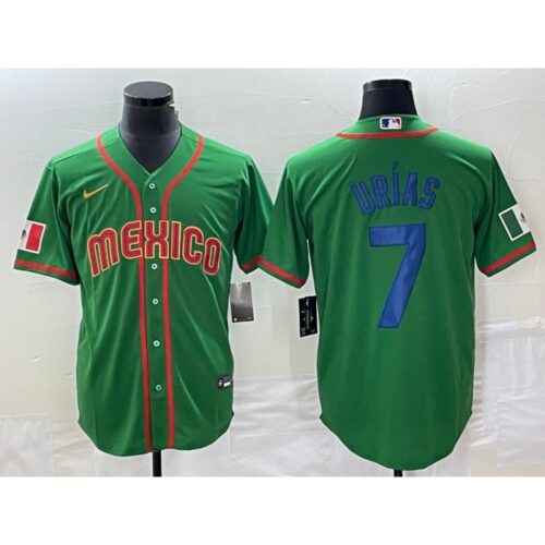 68634c25a4fd6_1 Men's Mexico Baseball #7 Julio Urias 2023 Green World Baseball With Patch Classic Stitched Jersey