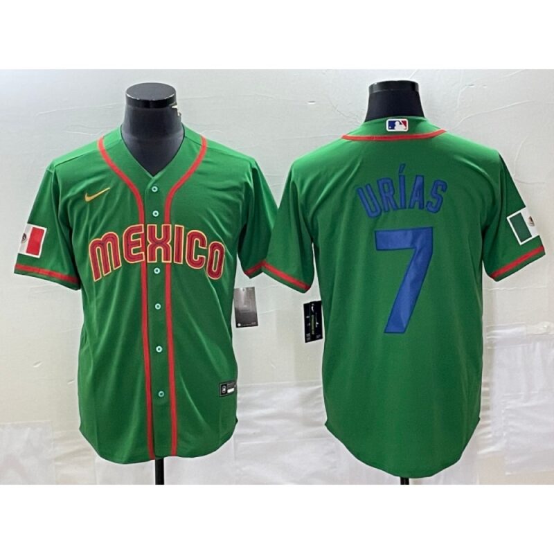 68634c25a4fd6_1 Men's Mexico Baseball #7 Julio Urias 2023 Green World Baseball With Patch Classic Stitched Jersey