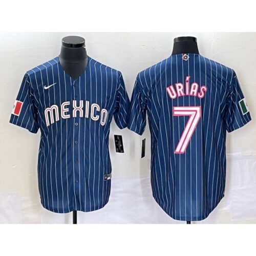 68634c427e366_1 Men's Mexico Baseball #7 Julio Urias 2023 Navy World Baseball With Patch Classic Stitched Jersey
