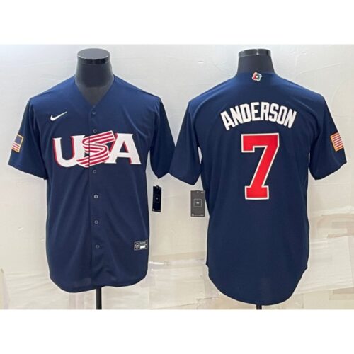 68634c4580159_1 Men's USA Baseball #7 Tim Anderson 2023 Navy World Baseball Classic Stitched Jersey