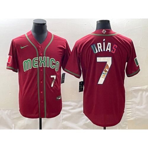 68634c57a1121_1 Men's Mexico Baseball #7 Julio Urias 2023 Red World Baseball Classic Stitched Jersey