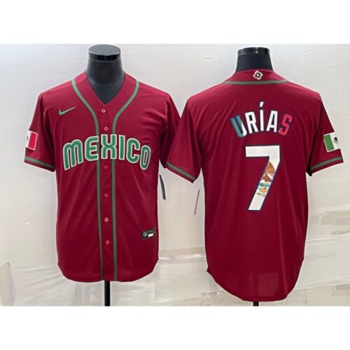 68634c5aa0c6d_1 Men's Mexico Baseball #7 Julio Urias 2023 Red World Baseball Classic Stitched Jersey