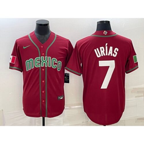 68634c63f1abf_1 Men's Mexico Baseball #7 Julio Urias 2023 Red World Baseball Classic Stitched Jersey