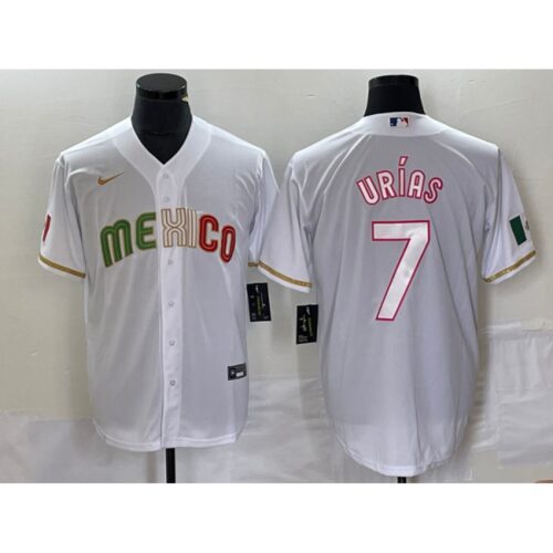 68634c6731ae8_1 Men's Mexico Baseball #7 Julio Urias White 2023 World Baseball Classic Stitched Jersey