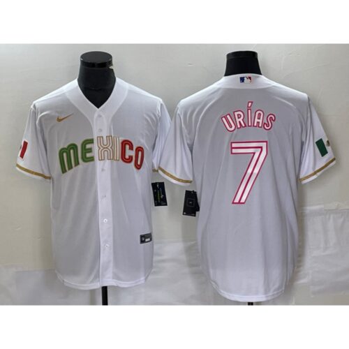 68634c6a474c9_1 Men's Mexico Baseball #7 Julio Urias White 2023 World Baseball Classic Stitched Jersey