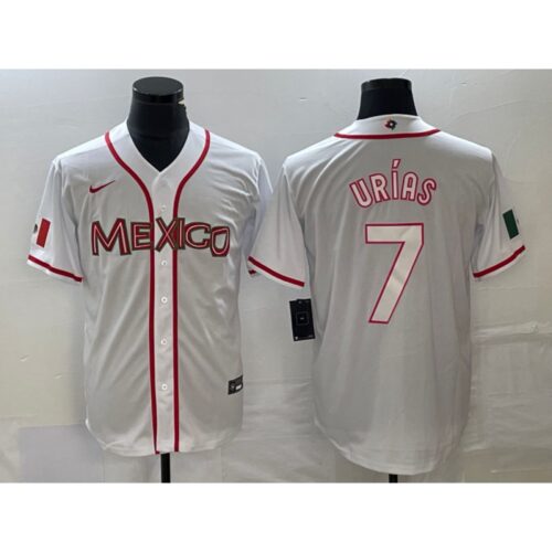68634c7d5d3fd_1 Men's Mexico Baseball #7 Julio Urias 2023 White World Baseball With Patch Classic Stitched Jersey
