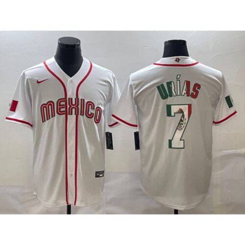 68634ca367d88_1 Men's Mexico Baseball #7 Julio Urias 2023 White World Baseball Classic Stitched Jersey