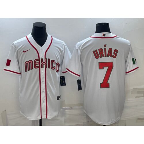 68634cb0069a1_1 Men's Mexico Baseball #7 Julio Urias 2023 White World Baseball Classic Stitched Jersey