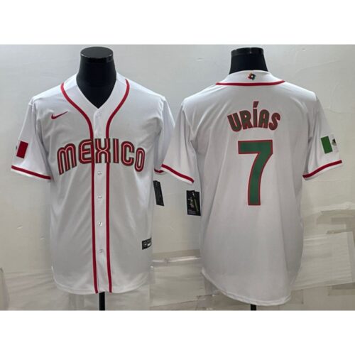 68634cb3088b7_1 Men's Mexico Baseball #7 Julio Urias 2023 White World Baseball Classic Stitched Jersey