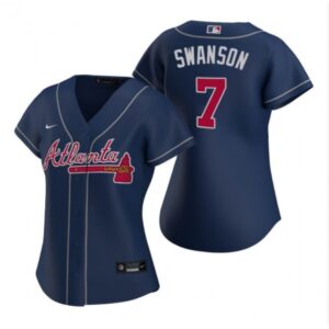 68634cc85b530_1 Women's Atlanta Braves #7 Dansby Swanson Navy Cool Base Stitched Jersey(Run Small)