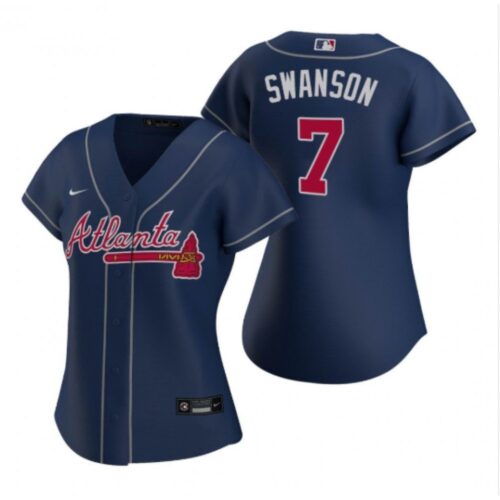68634cc85b530_1 Women's Atlanta Braves #7 Dansby Swanson Navy Cool Base Stitched Jersey(Run Small)