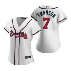 68634ccd8657e_1 Women's Atlanta Braves #7 Dansby Swanson White Cool Base Stitched Jersey(Run Small)