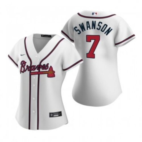 68634ccd8657e_1 Women's Atlanta Braves #7 Dansby Swanson White Cool Base Stitched Jersey(Run Small)