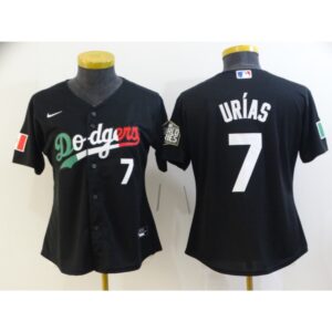 68634ce4a6059_1 Women's Los Angeles Dodgers #7 Julio Urias Black Cool Base Stitched Jersey(Run Small)
