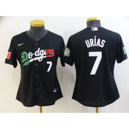 68634ce4a6059_1 Women's Los Angeles Dodgers #7 Julio Urias Black Cool Base Stitched Jersey(Run Small)