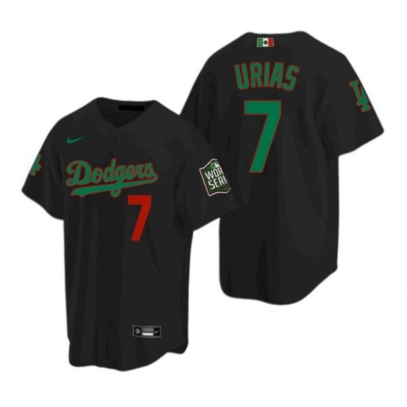 68634ce7798ef_1 Women Los Angeles Dodgers #7 Julio Urias Black Green 2020 World Series Stitched Jersey