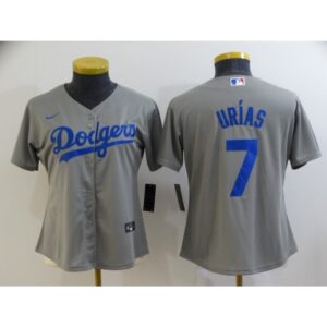 68634cf4f2dd4_1 Women's Los Angeles Dodgers #7 Julio Urias Grey Cool Base Stitched Jersey(Run Small)