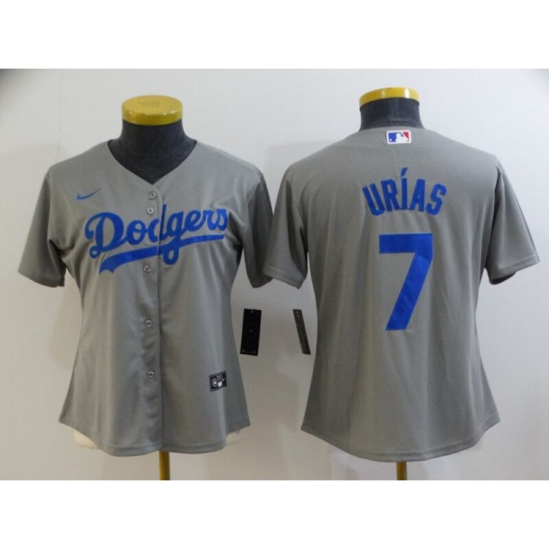 68634cf4f2dd4_1 Women's Los Angeles Dodgers #7 Julio Urias Grey Cool Base Stitched Jersey(Run Small)