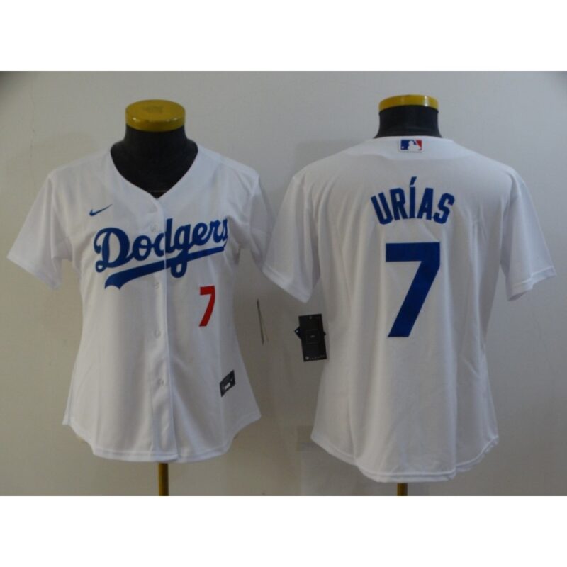 68634d0b29c13_1 Women's Los Angeles Dodgers #7 Julio Urias White Cool Base Stitched Baseball Jersey(Run Small)