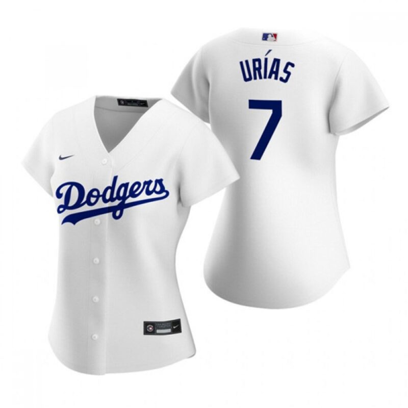 68634d0dd751d_1 Women's Los Angeles Dodgers #7 Julio Urias White Stitched MLB Jersey(Run Small)