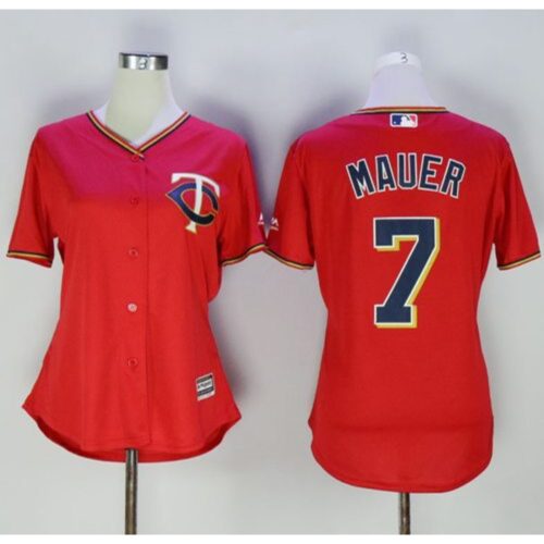 68634d18bd961_1 Twins #7 Joe Mauer Red Women's Alternate Stitched MLB Jersey