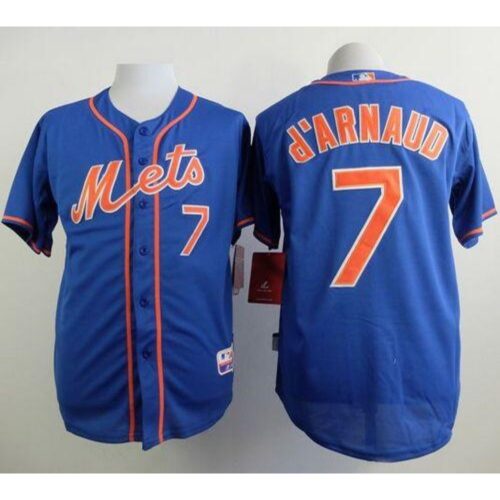 68634d1b7054b_1 Mets #7 Travis d'Arnaud Blue Alternate Home Cool Base Stitched MLB Jersey