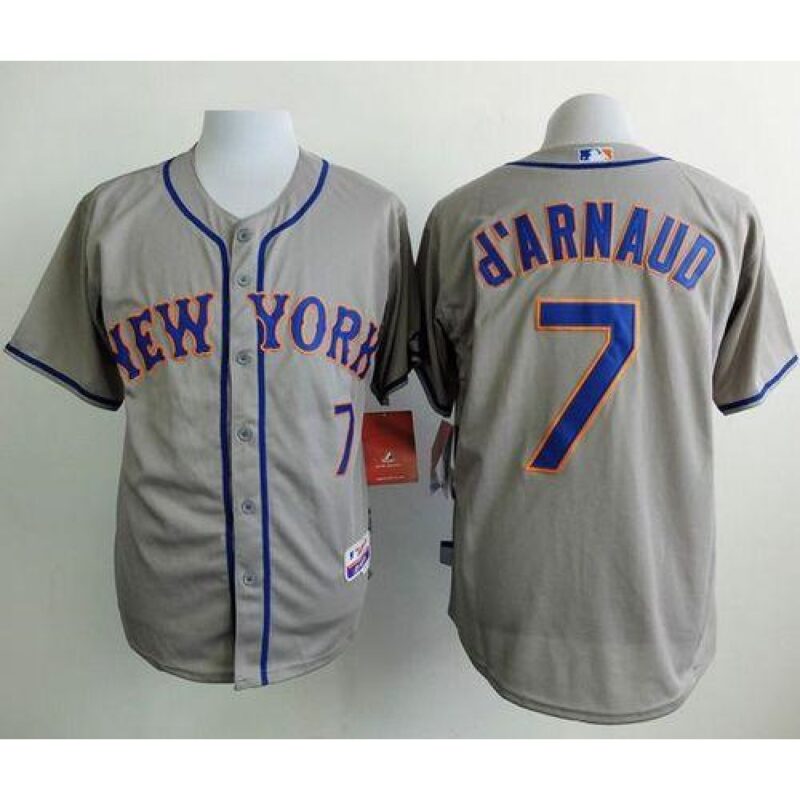68634d28f03fd_1 Mets #7 Travis d'Arnaud Grey Road Cool Base Stitched MLB Jersey