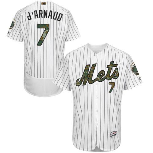68634d323f98b_1 Mets #7 Travis d'Arnaud White(Blue Strip) Flexbase Authentic Collection 2016 Memorial Day Stitched MLB Jersey