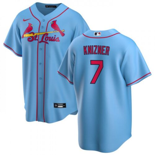 68634d3b938a2_1 Men's St. Louis Cardinals #7 Andrew Knizner Blue Cool Base Stitched Jersey