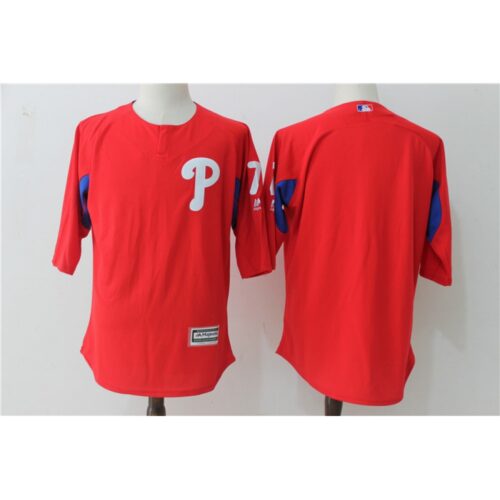 68634d7c514c7_1 Men's Philadelphia Phillies #7 Maikel Franco Red Authentic Collection On-Field 3/4 Sleeve Sleeve Batting Practice Stitched MLB Jersey