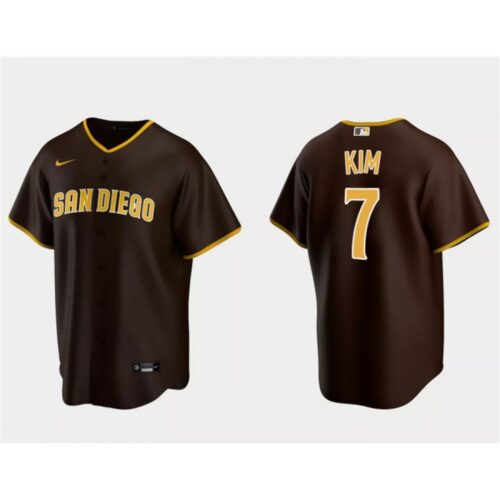 68634d925dc7d_1 Men's San Diego Padres #7 Ha-Seong Kim Brown Cool Base Stitched Jersey