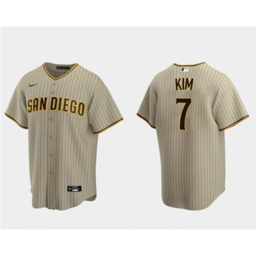 68634d956a036_1 Men's San Diego Padres #7 Ha-Seong Kim Tan Cool Base Stitched Jersey