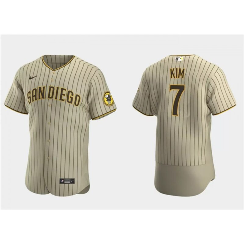 68634d98a325c_1 Men's San Diego Padres #7 Ha-Seong Kim Tan Flex Base Stitched Baseball Jersey