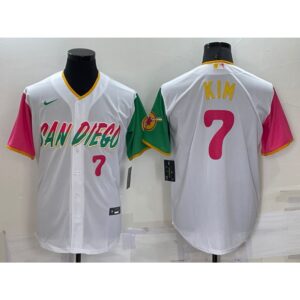 68634da01c7d3_1 Men's San Diego Padres #7 Ha Seong Kim 2022 White City Connect Cool Base Stitched Jersey