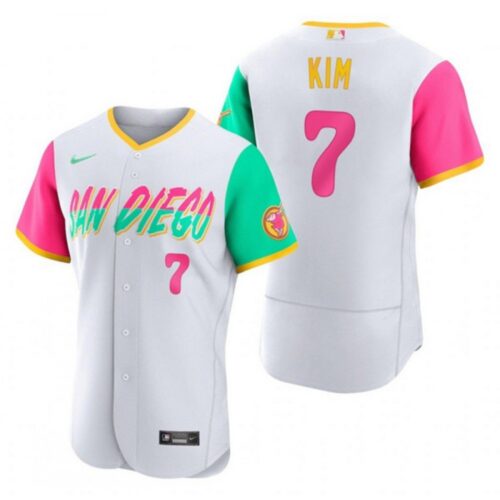 68634da34da7a_1 Men's San Diego Padres #7 Ha Seong Kim 2022 White City Connect Flex Base Stitched Baseball Jersey