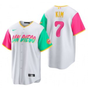 68634da66abd6_1 Men's San Diego Padres #7 Ha Seong Kim 2022 White City Connect Cool Base Stitched Jersey