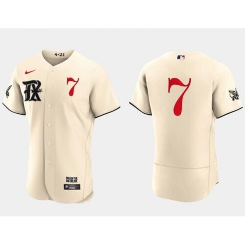 68634daf786a6_1 Men's Texas Rangers #7 ivan Rodriguez Cream 2023 City Connect Flex Base Stitched Baseball Jersey