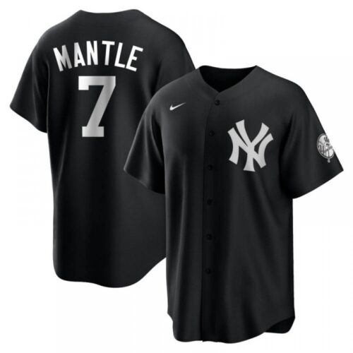 68634ddb4bcde_1 Men's New York Yankees #7 Mickey Mantle Black Cool Base Stitched Jersey