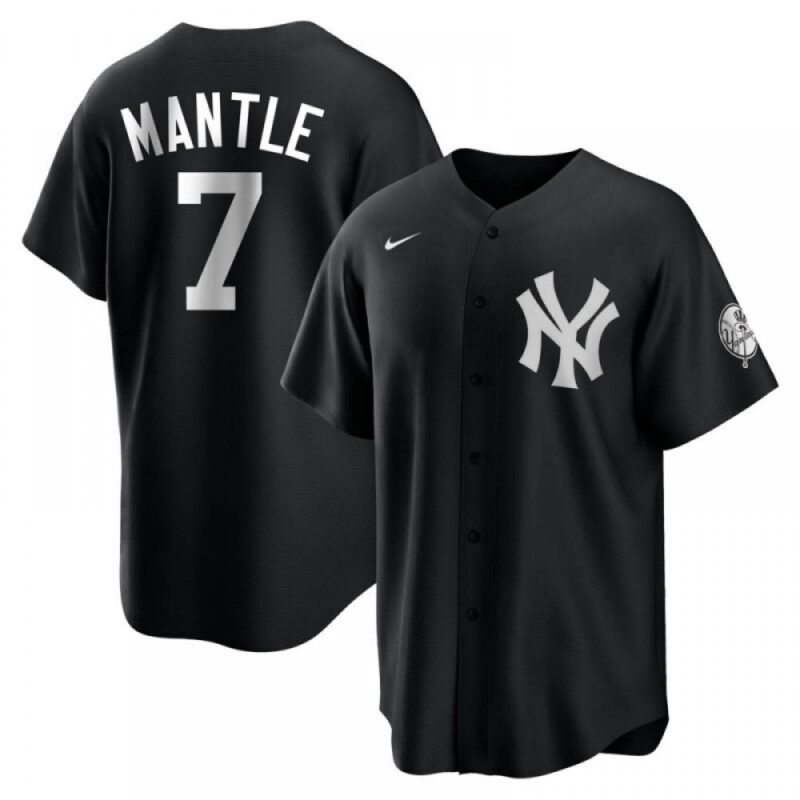 68634ddb4bcde_1 Men's New York Yankees #7 Mickey Mantle Black Cool Base Stitched Jersey