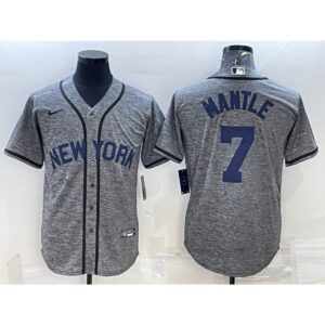 68634dde7998e_1 Men's New York Yankees #7 Mickey Mantle Grey Cool Base Stitched Jersey