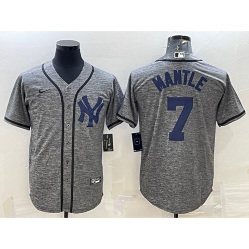 68634de180d02_1 Men's New York Yankees #7 Mickey Mantle Grey Cool Base Stitched Jersey