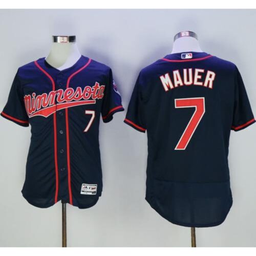 68634e27c004b_1 Twins #7 Joe Mauer Navy Blue Flexbase Authentic Collection Stitched MLB Jersey