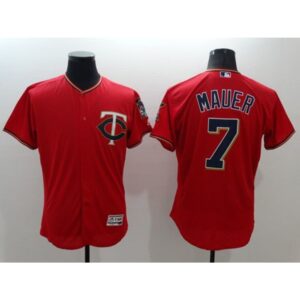 68634e2d2c4a9_1 Twins #7 Joe Mauer Red Flexbase Authentic Collection Stitched MLB Jersey