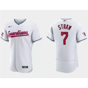 68634e6122169_1 Men's Cleveland Guardians #7 Myles Straw White Flex Base Stitched Jersey