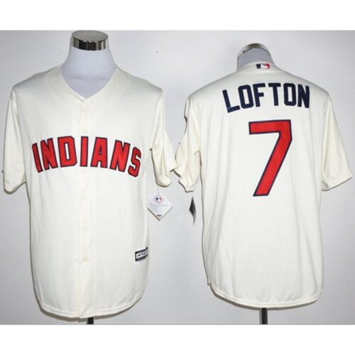 68634e67458a3_1 indians #7 Kenny Lofton Cream New Cool Base Stitched MLB Jersey