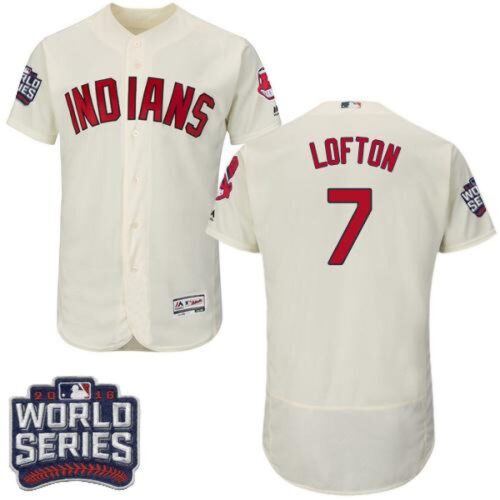 68634e6a7f5e8_1 indians #7 Kenny Lofton Cream Flexbase Authentic Collection 2016 World Series Bound Stitched MLB Jersey